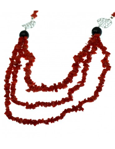 COLLANA DONNA QUADRIFOGLIO AGATA NERA CHARM ARGENTO