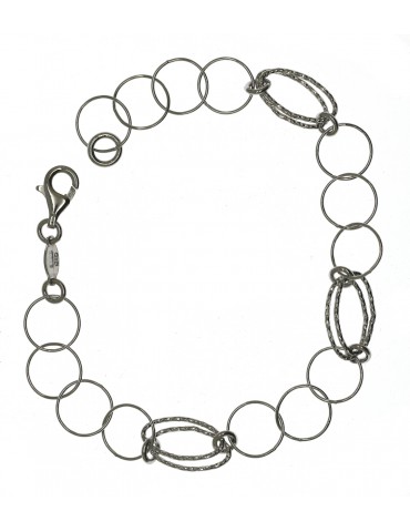 925 silver bracelet with smooth and oval diamond circles for women