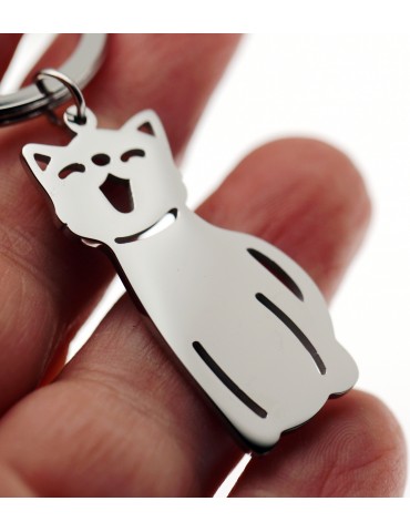 RomaBijoux|portachiavi acciaio inox gatto gattino nome del felino incisione gratis