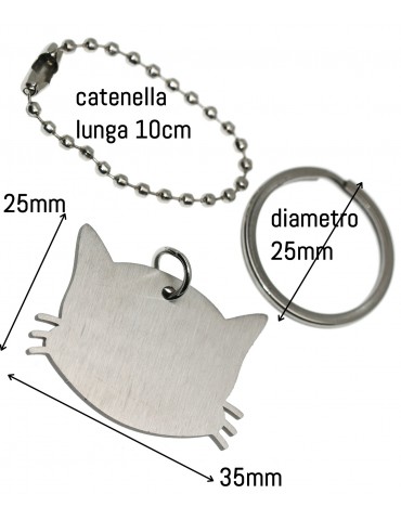 RomaBijoux|kit portachiavi e ciondolo gatto gattino acciaio inox con incisione