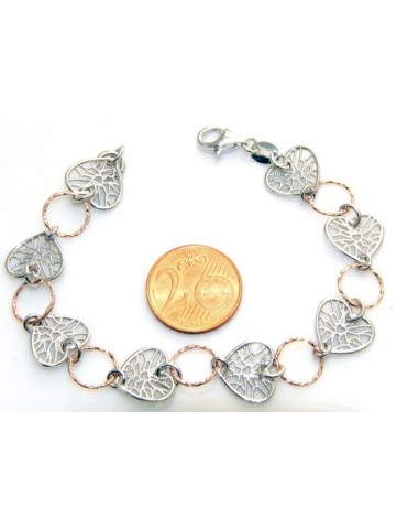 SILVER 925 :  bracelet for woman, hearts in medals