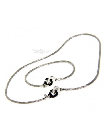 Argento 925 : bracciale o collana donna uomo fox tail cavetto con manette dell'amore