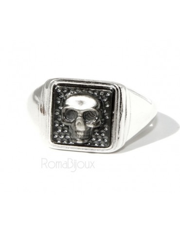 Ring 925 sterling silver men's little finger to the square skull size adjustable shield