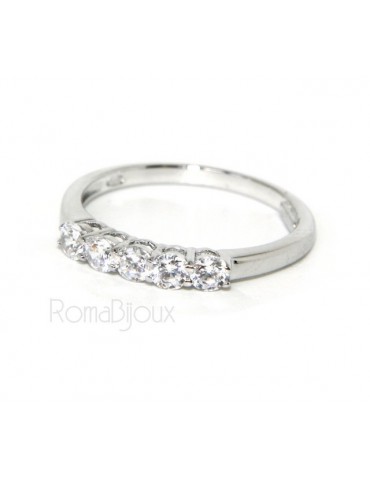 925 Rhodium: Riviera Women's Ring of 5 cubic zirconia 2.5 mm