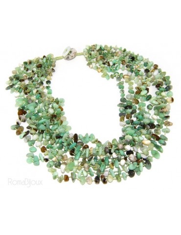 Collana da Donna collier cleopatra 8 fili crisopazio naturale verde