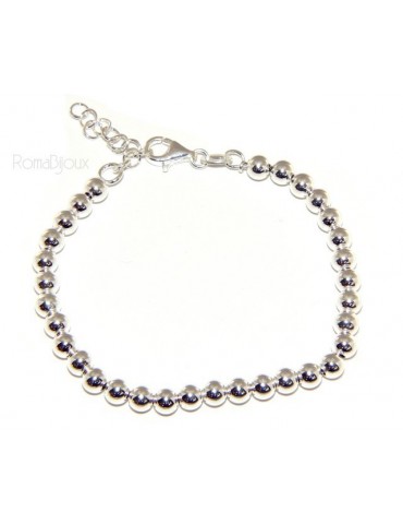 ARGENTO 925 : Bracciale uomo donna palline 5 mm lung 15.00 20.00 cm