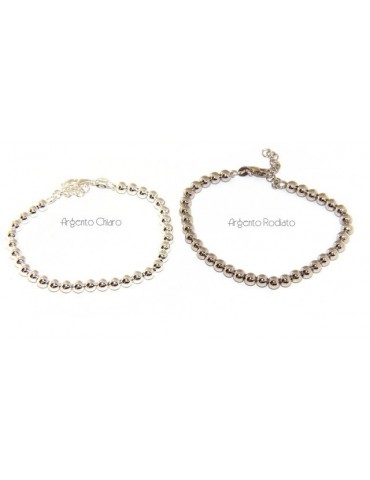 ARGENTO 925 : Bracciale uomo donna palline 5 mm lung 15.00 20.00 cm