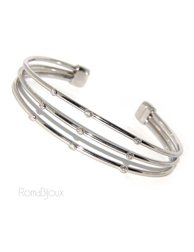 SILVER 925: Bracelet opened slave women 3 natural zircons file bright white