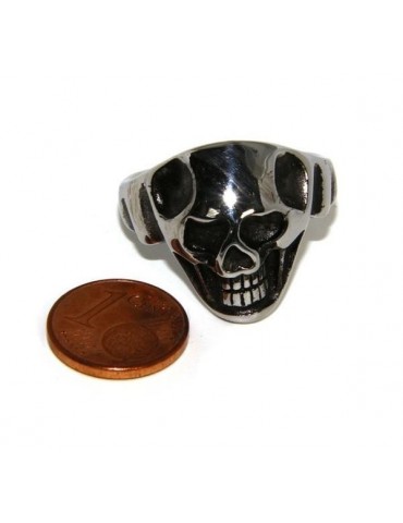 Acciaio Anallergico inossidabile : anello uomo donna teschio skull 3D brunito