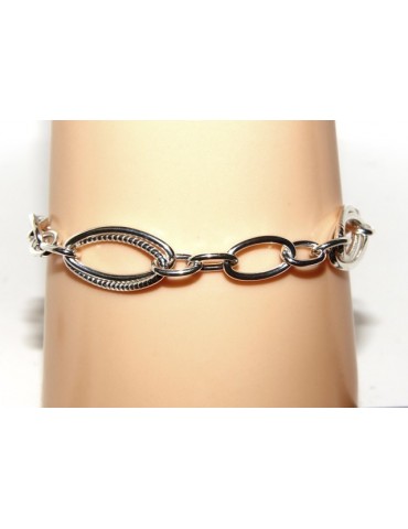 Woman bracelet in 925 sterling silver rhodium not, oval Glazed and smooth 18,50 cm