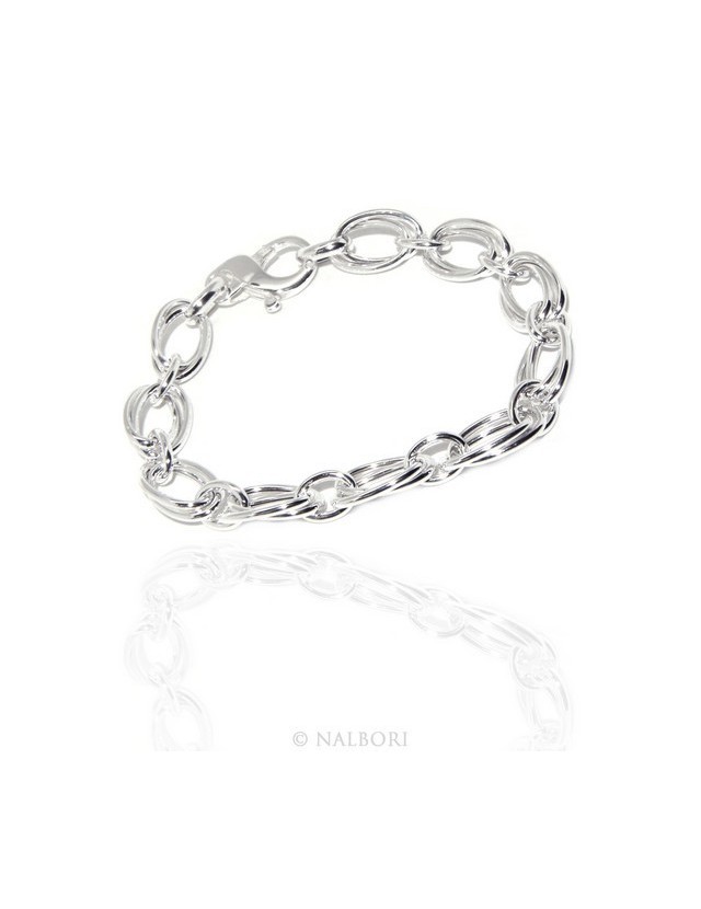 SILVER 925 light women's bracelet oval jumbo double 17 cm