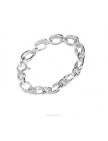 SILVER 925 light women's bracelet oval jumbo double 17 cm