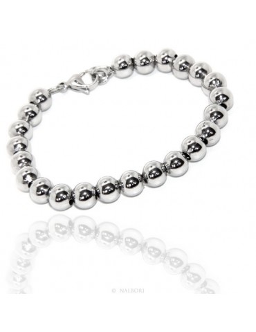 Steel bracelet woman hypoallergenic male chromed balls big balls 8 mm - 17.00 - 18.50 cm