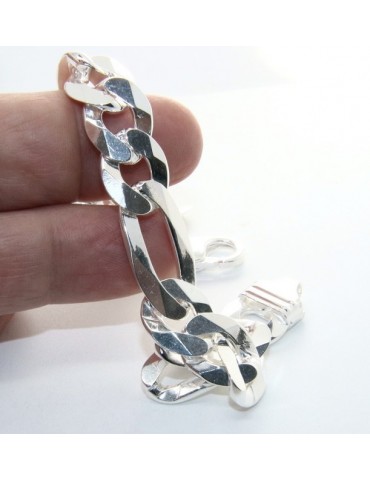 NALBORI|bracelet for man massive italian italy silver tag  figaro chain