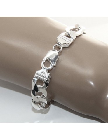 NALBORI|bracelet for man massive italian italy silver tag  figaro chain