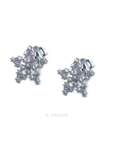 Women's 925 silver earrings in the shape of a star with white zircons