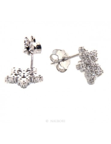 Women's 925 silver earrings in the shape of a star with white zircons