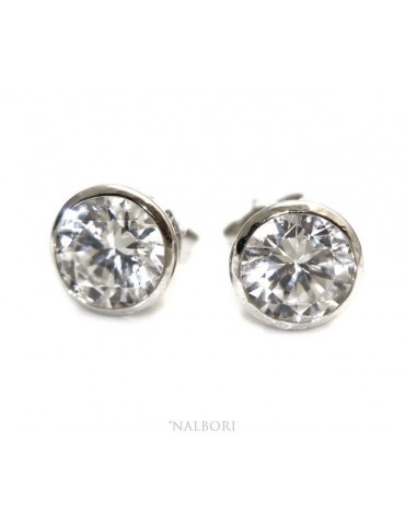 Silver 925: earrings woman man large onion 8 mm cubic zirconia