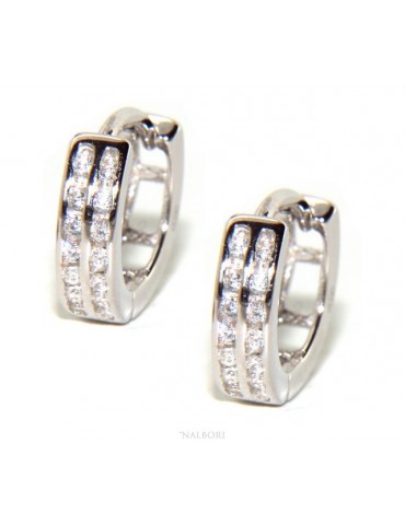 Silver 925 earrings man woman circle anelle bushes with 2 rows of cubic zirconia 13mm