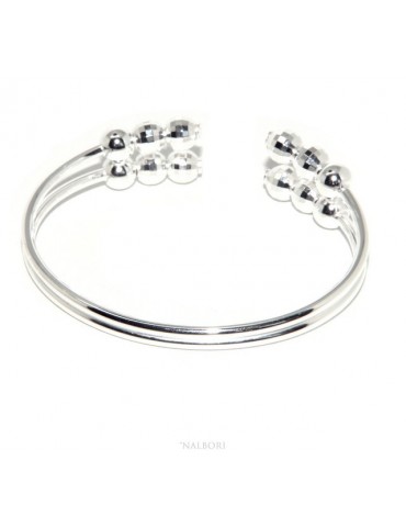 SILVER 925: Bracelet female open slave double opposed 'faceted balls