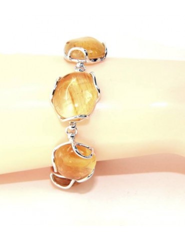 Bracciale donna in Argento 925 e pietre di citrino naturale giallo 30 gr nalbori