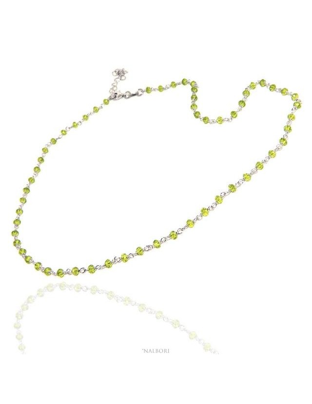 NALBORI collana argento 925 per uomo o donna con cristallo verde ch