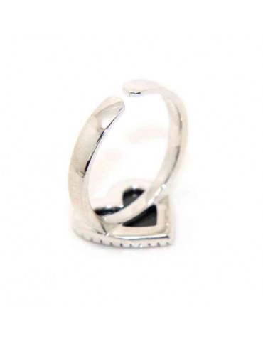 925 silver ring with onyx heart and zircons