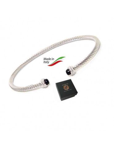 NALBORI Cable bracciale cavetto rigido aperto con onice