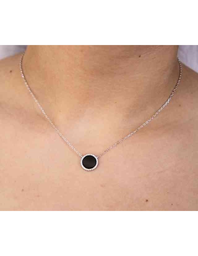 NALBORI collana donna argento 925 onice nero tondo 12,5 mm