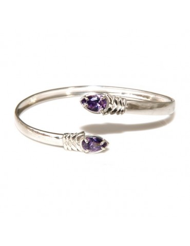 NALBORI | Bracciale argento 925 schiava  contrarie' zirconi viola 4 griffe (NBRA40)