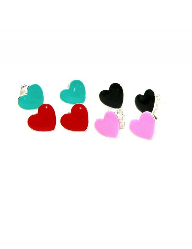 925 silver earrings with enameled heart 10mm