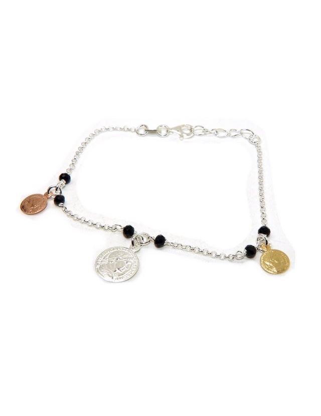 NALBORI Bracelet Silver 925 coin pendants in 3 colors of gold