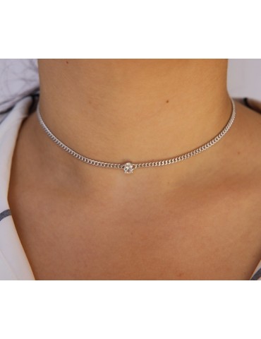 NALBORI 925 sterling silver oval zircon choker necklace