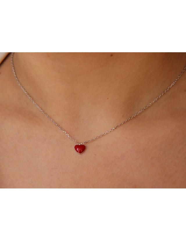 NALBORI collana donna argento 925 cuore smaltato rosso