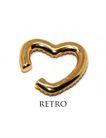 Heart tragus in 925 silver, yellow gold plated, without hole, zircons