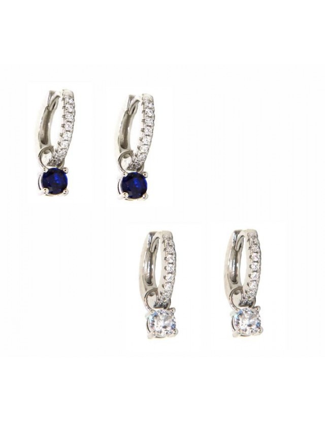 925 silver hoops earrings with double use zircon pendants