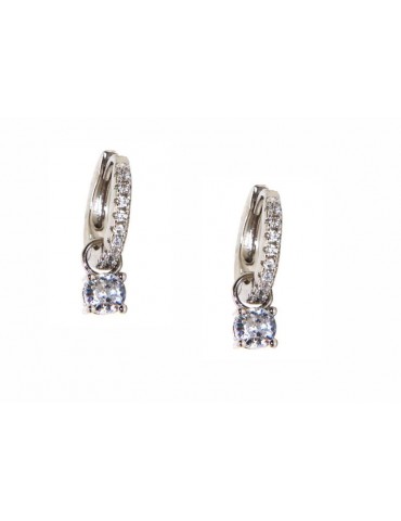 925 silver hoops earrings with double use zircon pendants