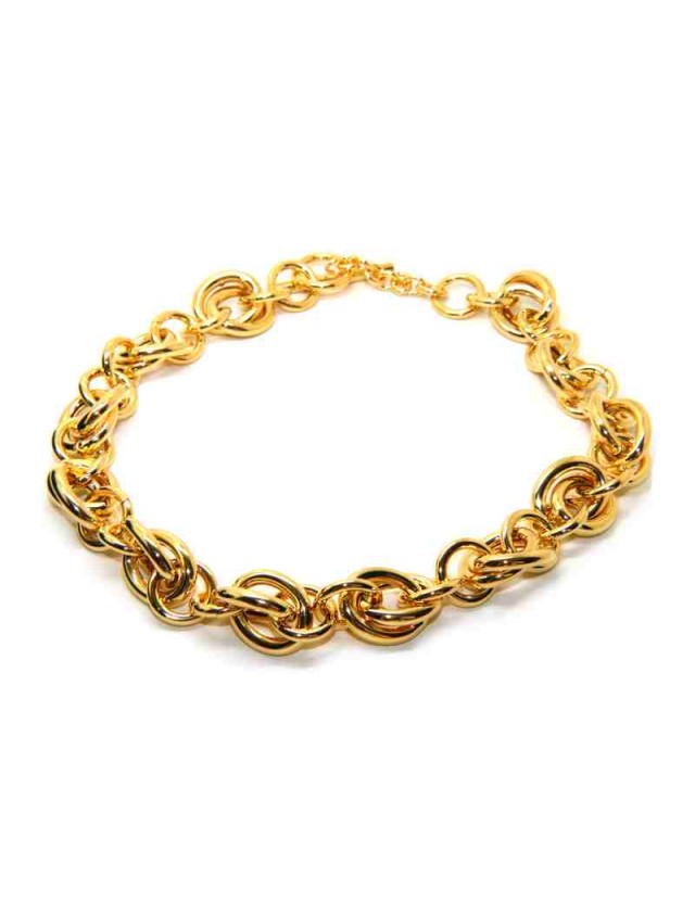 Collana donna ovali doppi in bronzo placcato oro giallo donna anallergico