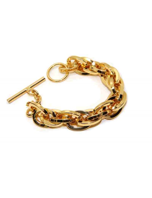 Bracciale bronzo placcato oro giallo maglia squadrata per donna