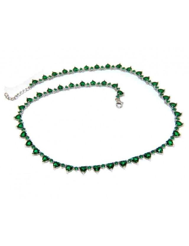 RomaBijoux|collana tennis argento 925 zirconi cuore verde emerald marca NALBORI®