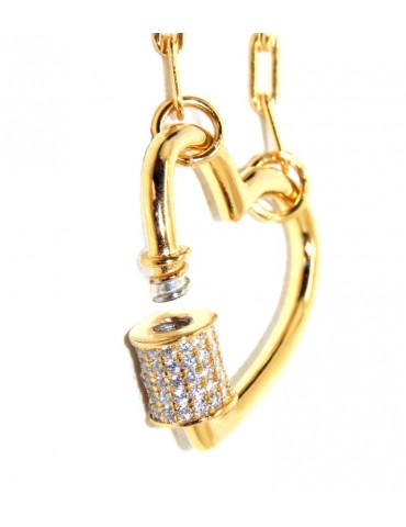 Collana cuore argento 925 zirconi placcato oro giallo graffette donna di marca NALBORI