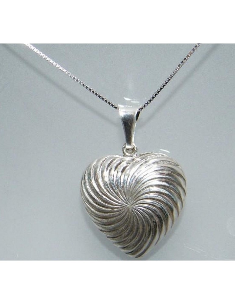 925 silver engraved heart necklace for women