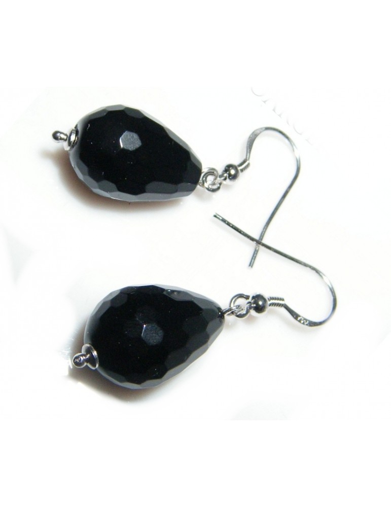 925 sterling silver natural onyx briolette pendant earrings for women