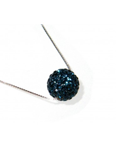 925 silver necklace cobalt blue sphere cubic zirconia for woman