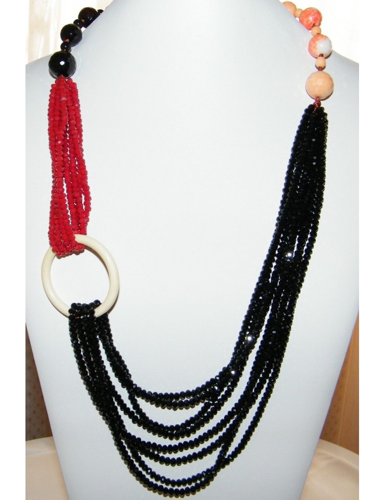 necklace onyx and half black and red india crystals for women stones