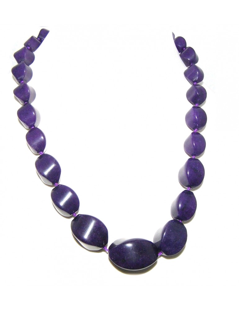 Gradated choker necklace in Purple glass pearls