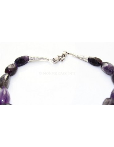 collana datteri ametista naturale viola acciaio girocollo donna pietre naturali