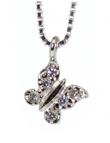 925 silver necklace pendant with zircons butterfly or star girl woman