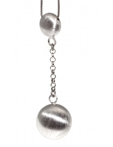 925 silver necklace with pendulum pendant, satin crushed pearls and choker rolo' chain