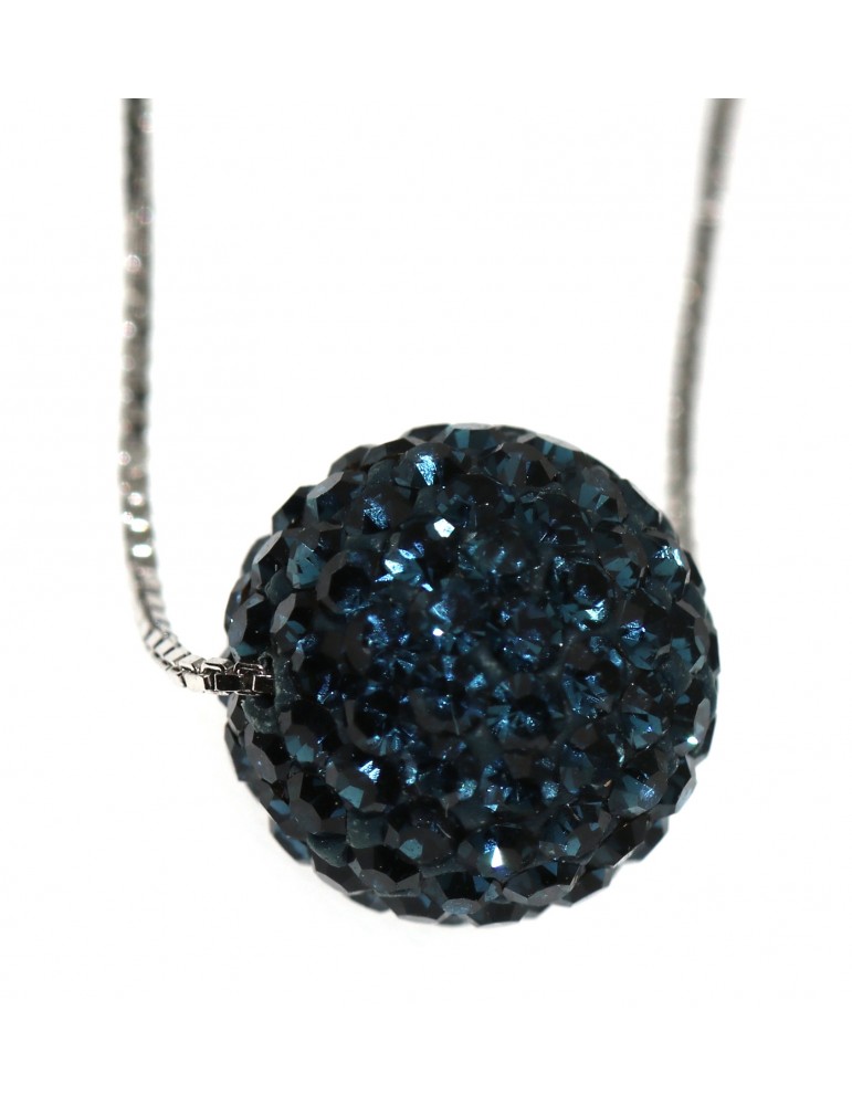 925 silver necklace cobalt blue sphere cubic zirconia for woman